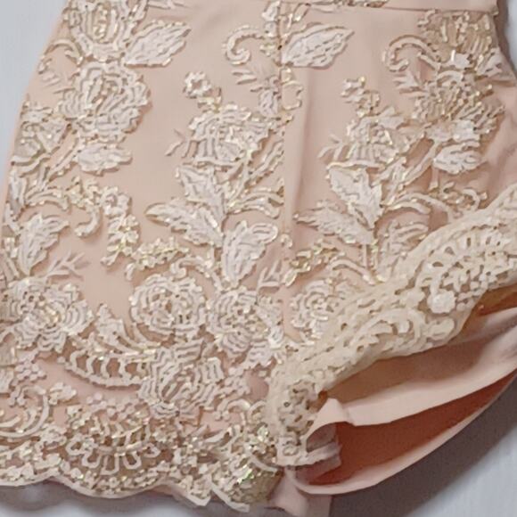 PARISIAN Blush Embroidered Lace Adjustable Straps Romper. 6 - Picture 9 of 16